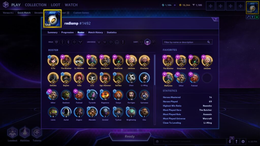 Player Profile - Hero Roster
