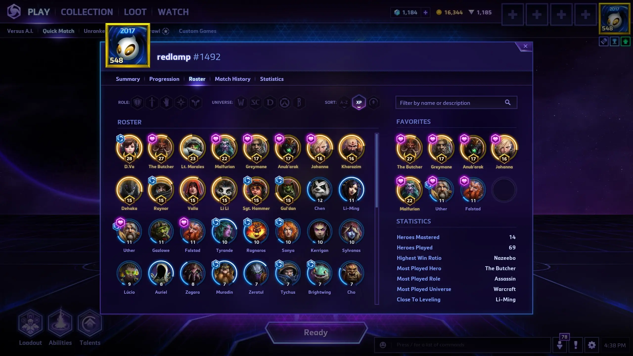 Player Profile - Hero Roster