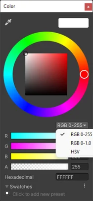 Unity color picker, dark theme