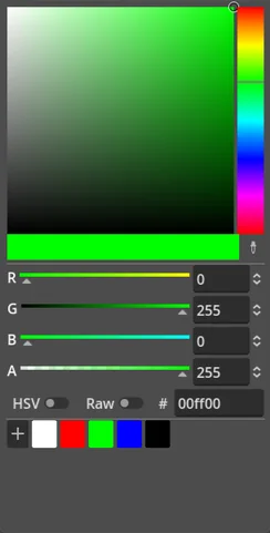The color picker on the unfinished Godot 4.0 branch in spring 2022, before the redesign