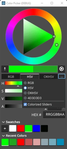 Color picker in Adobe XD, Version Y
