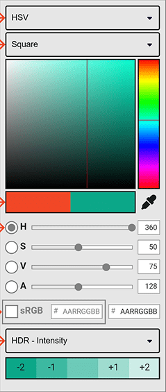 Color picker wireframe, version A