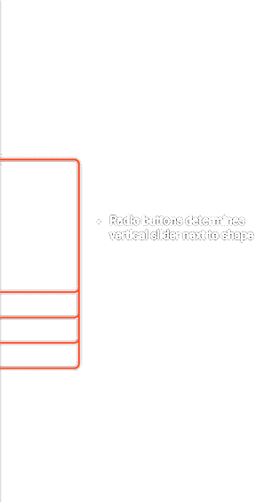 Callout for version B: radio buttons determine the vertical slider next to the shape