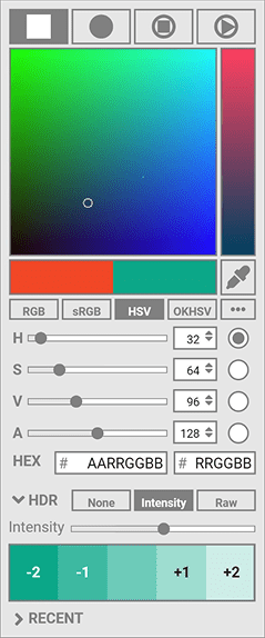 Color picker wireframe, Version I