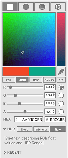 Color picker wireframe, Version J
