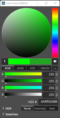 Color picker wireframe, Version S