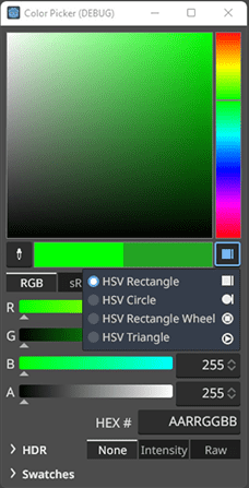 Color picker wireframe, Version T