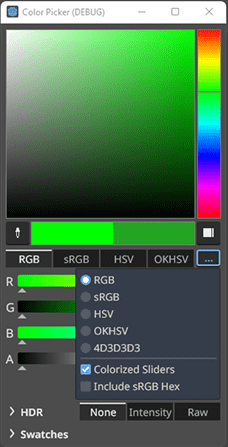 Color picker wireframe, Version U